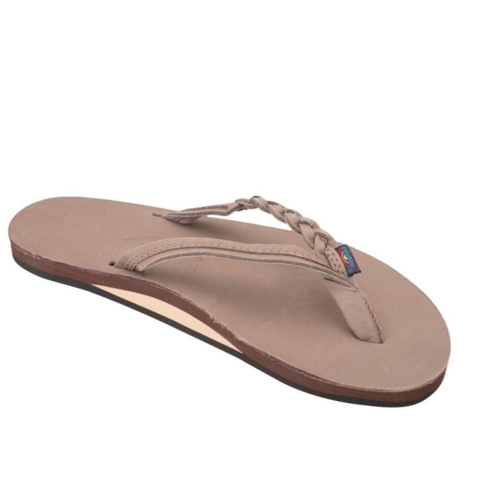 Rainbow Sandals Women's Flirty Braidy Single Layer Arch Support Leather Flip Flo